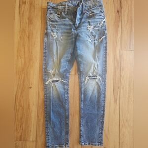 American Eagle Outfitters Men's Ripped Light Blue Skinny Jeans